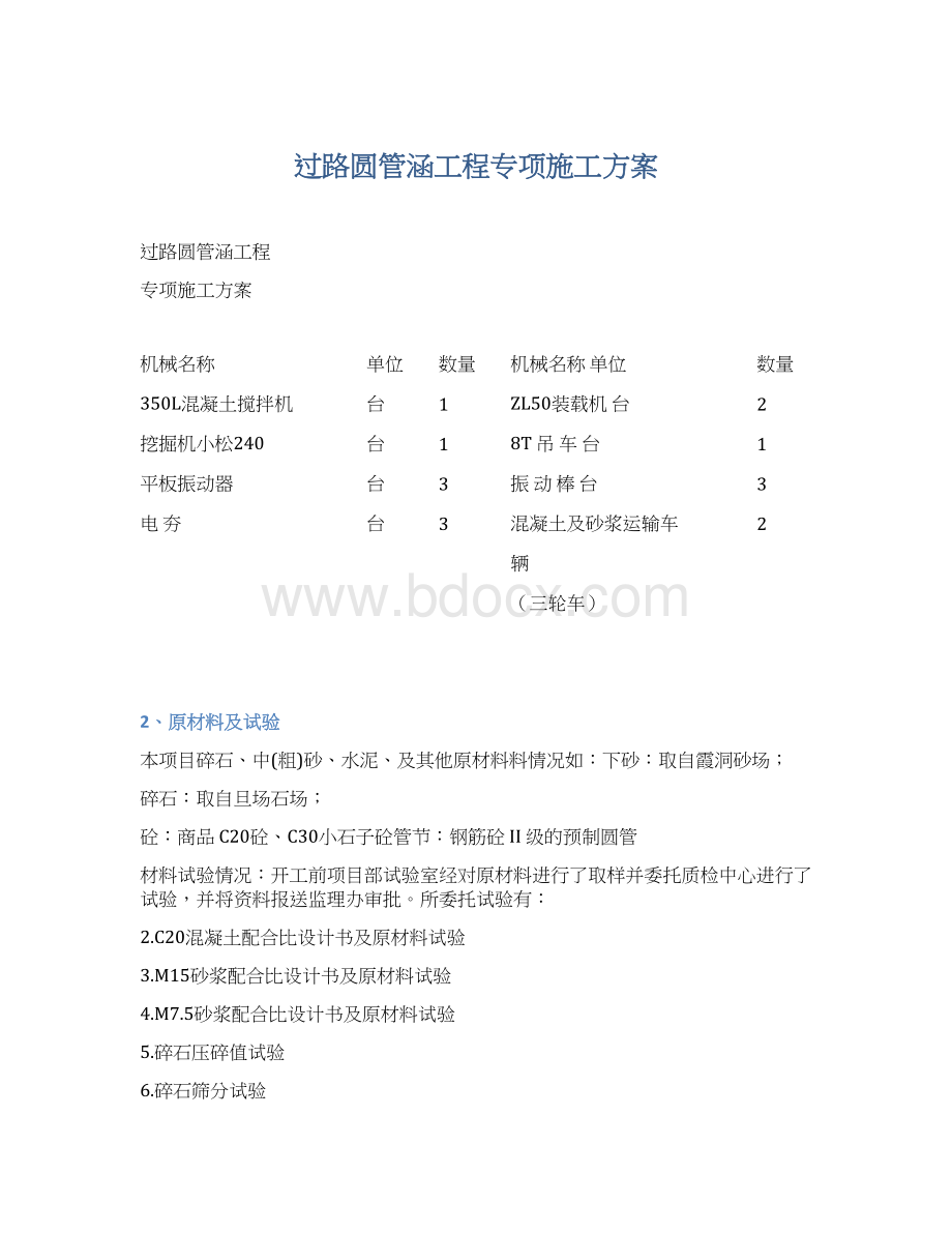 过路圆管涵工程专项施工方案.docx_第1页