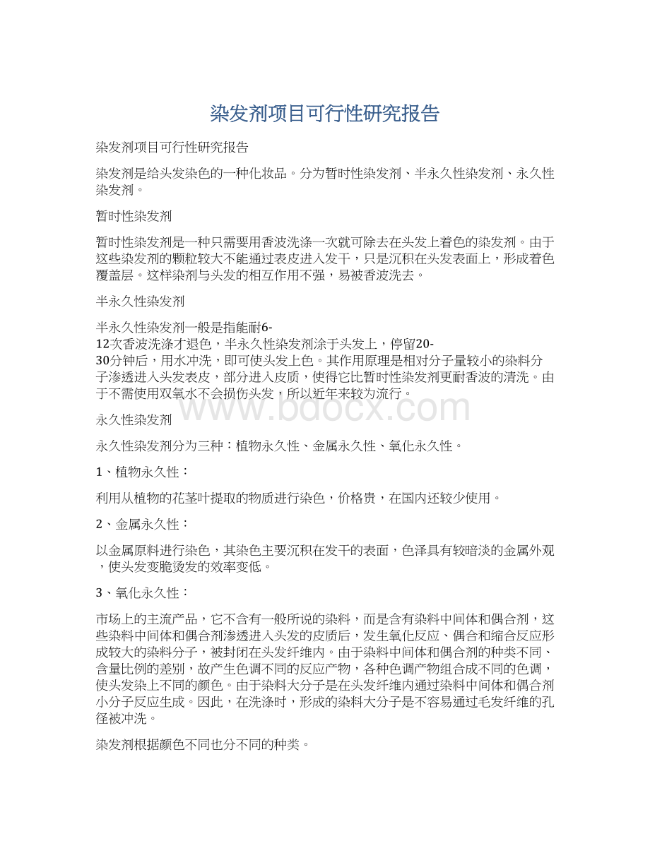 染发剂项目可行性研究报告.docx_第1页