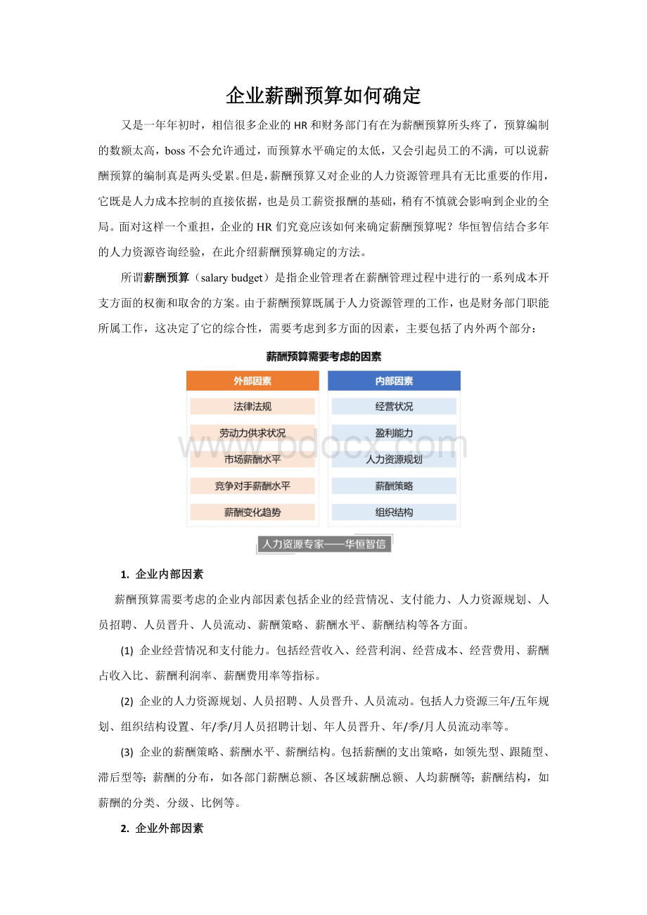 企业薪酬预算如何确定Word文件下载.docx_第1页