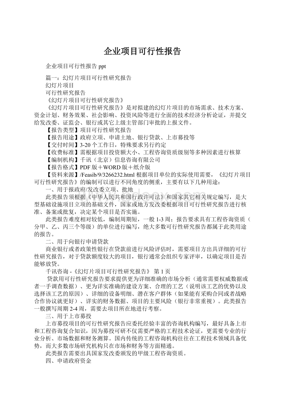 企业项目可行性报告文档格式.docx_第1页