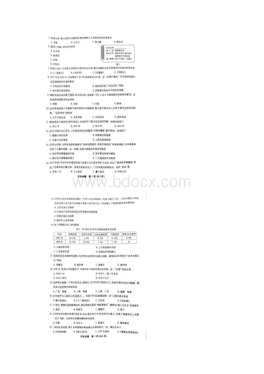 福建省普通高中学业水平合格性考试历史试题含答案.docx_第2页