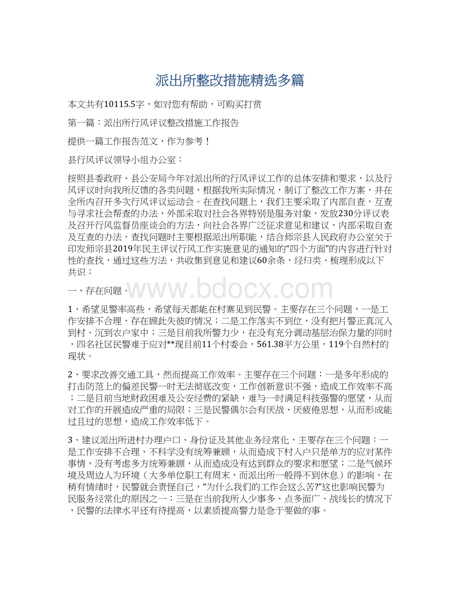 派出所整改措施精选多篇文档格式.docx