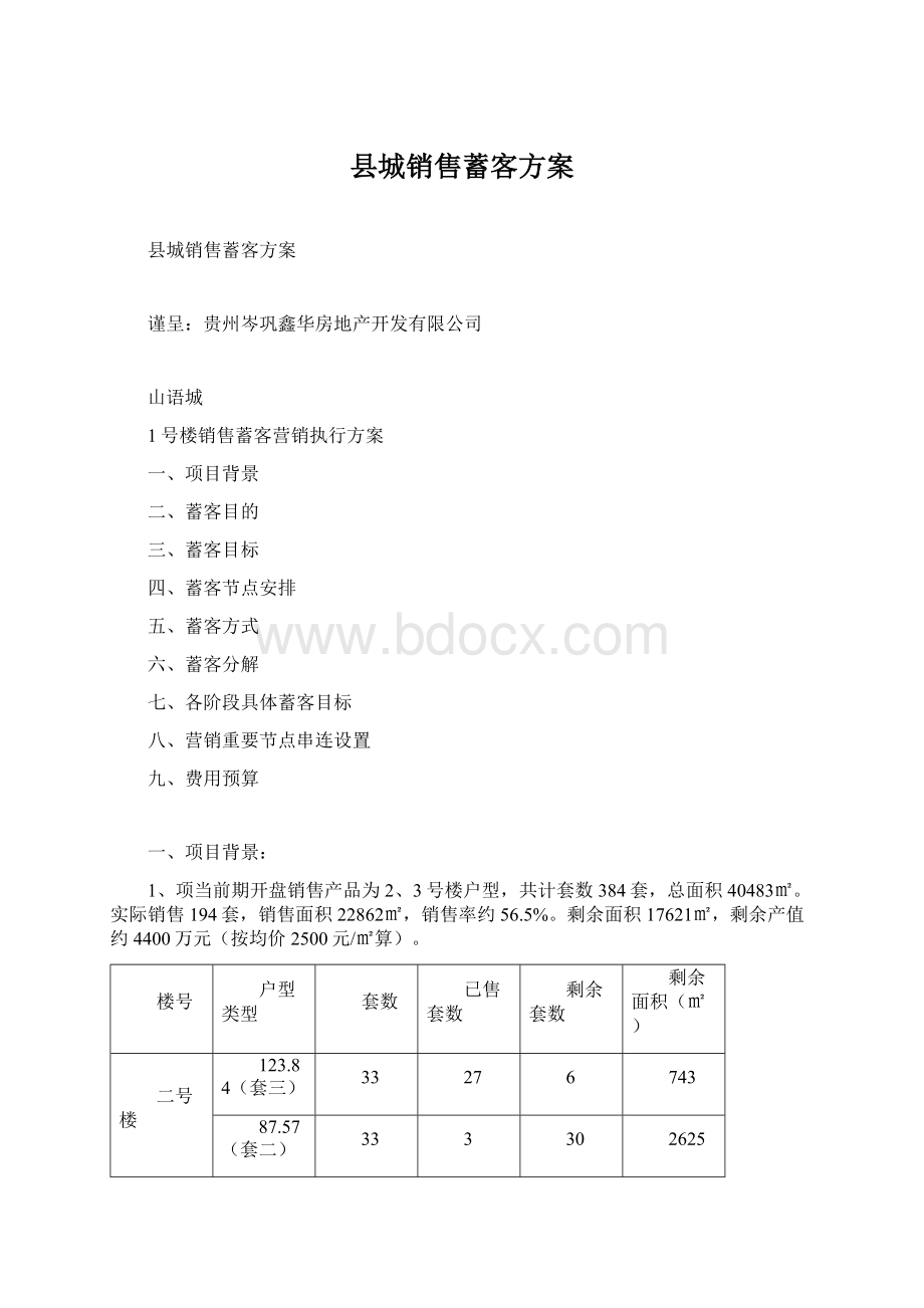 县城销售蓄客方案.docx