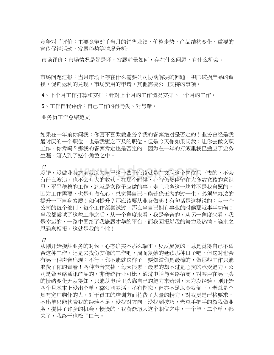 业务员每月工作总结精选.docx_第2页