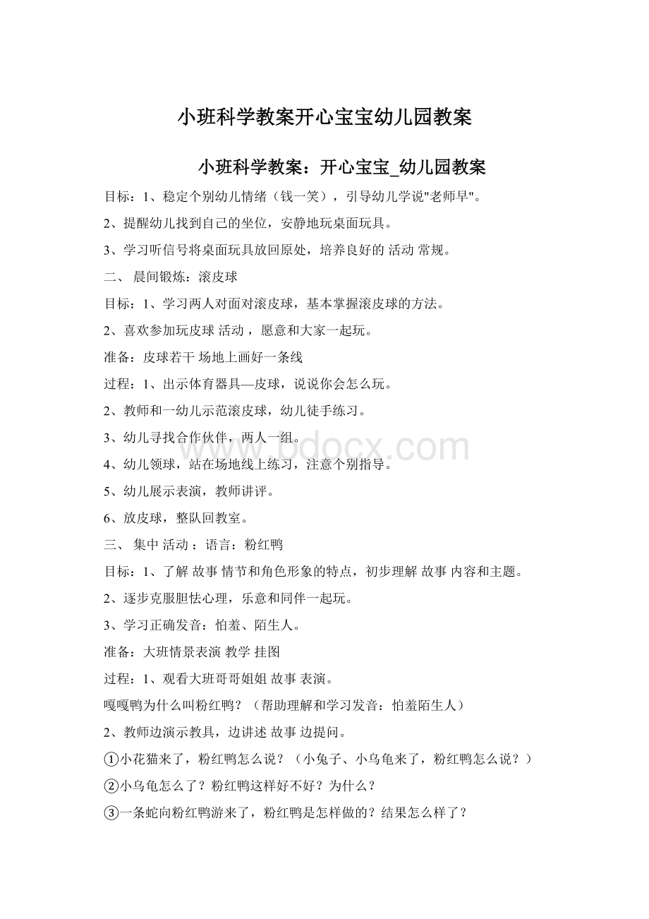 小班科学教案开心宝宝幼儿园教案.docx