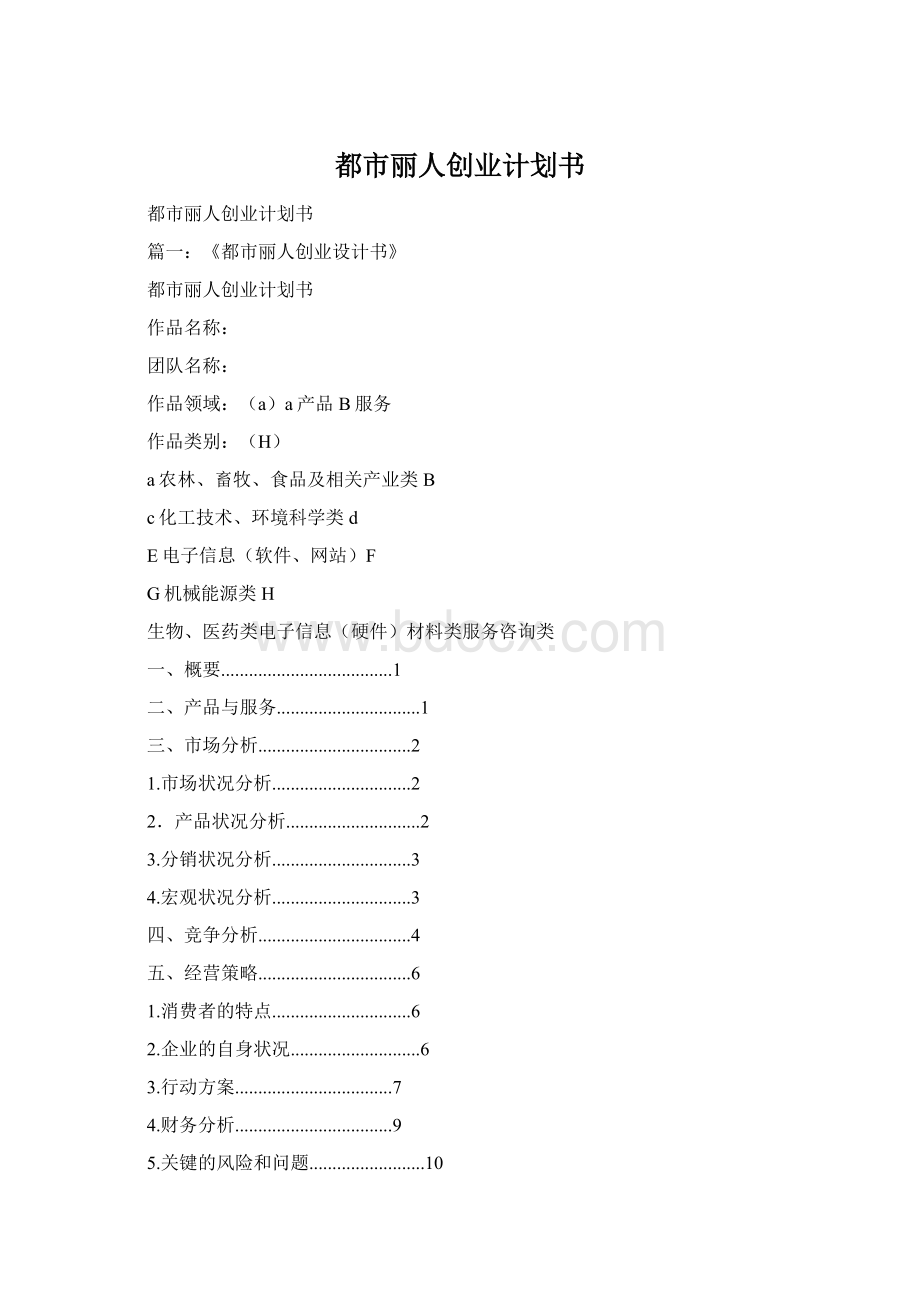 都市丽人创业计划书.docx