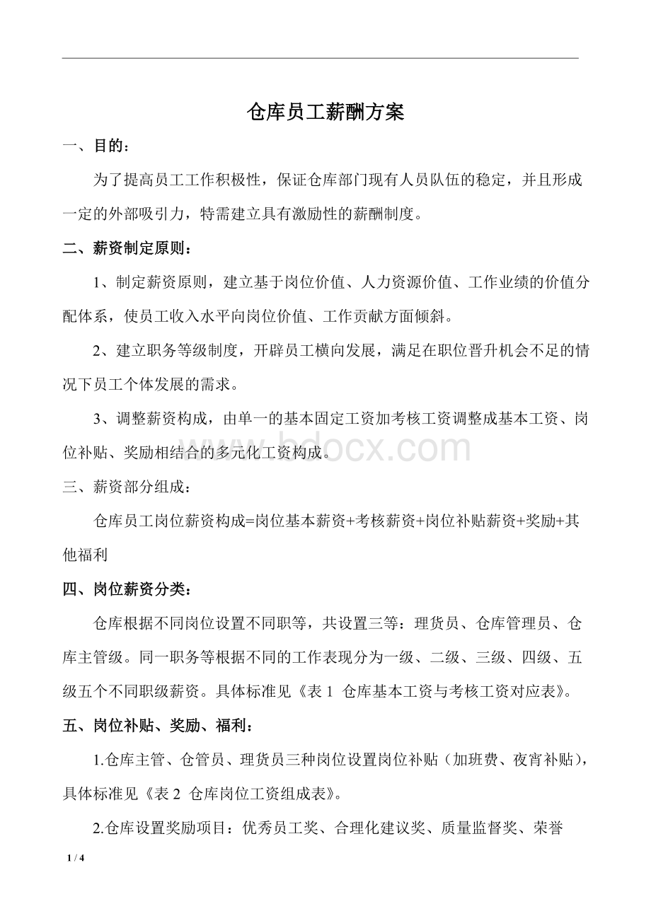 仓库薪酬方案文档格式.doc_第1页