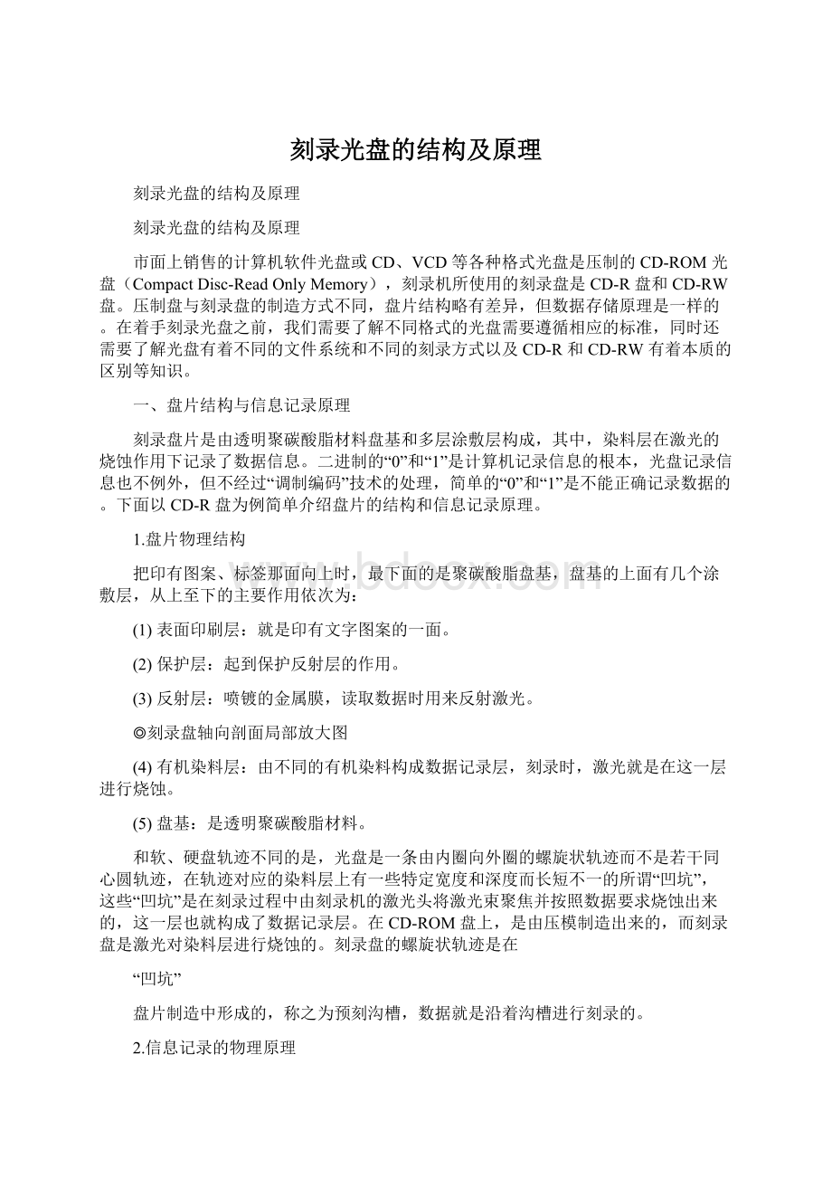 刻录光盘的结构及原理Word文档格式.docx