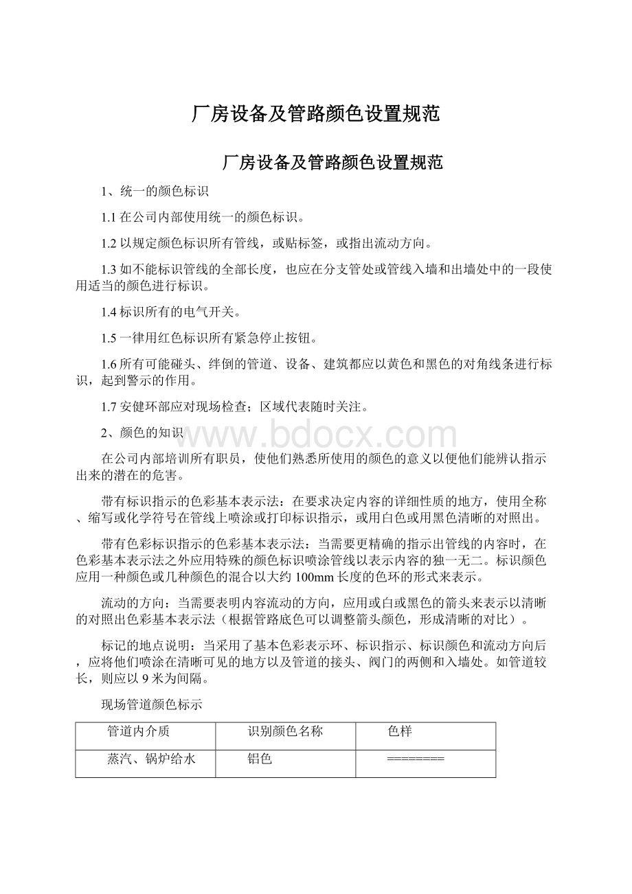 厂房设备及管路颜色设置规范.docx_第1页