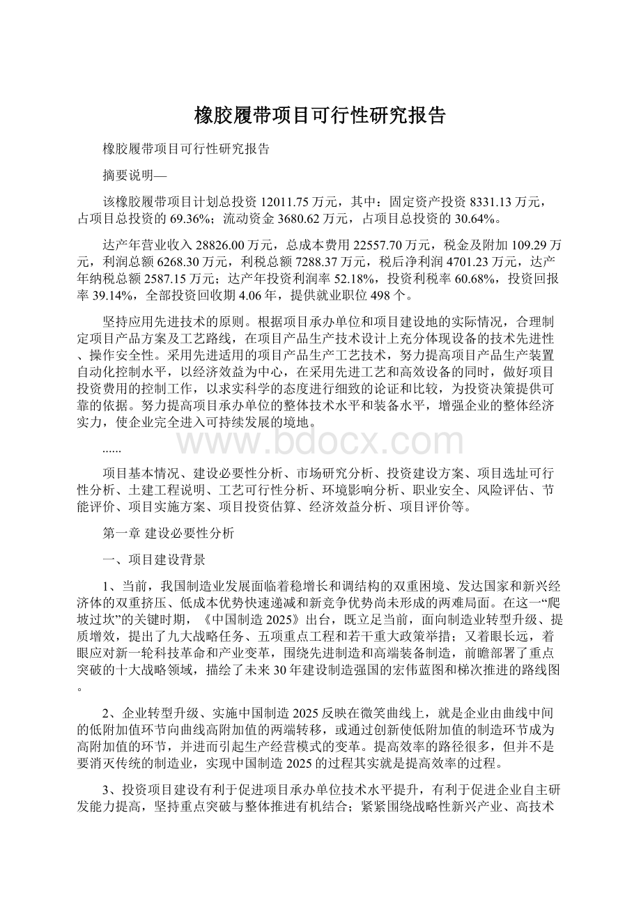 橡胶履带项目可行性研究报告.docx