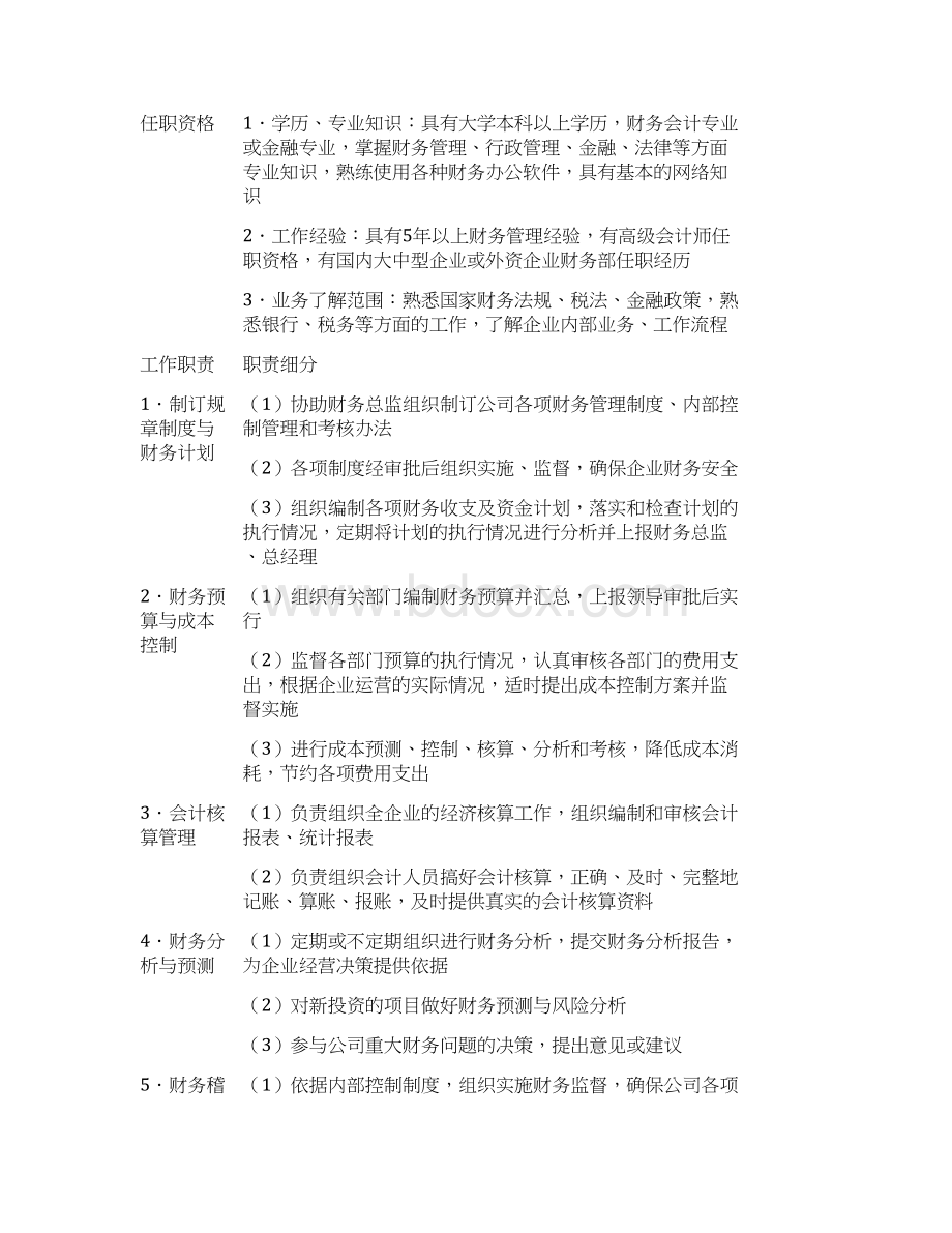 最详细的最全面的财务部各岗位工作职责.docx_第3页