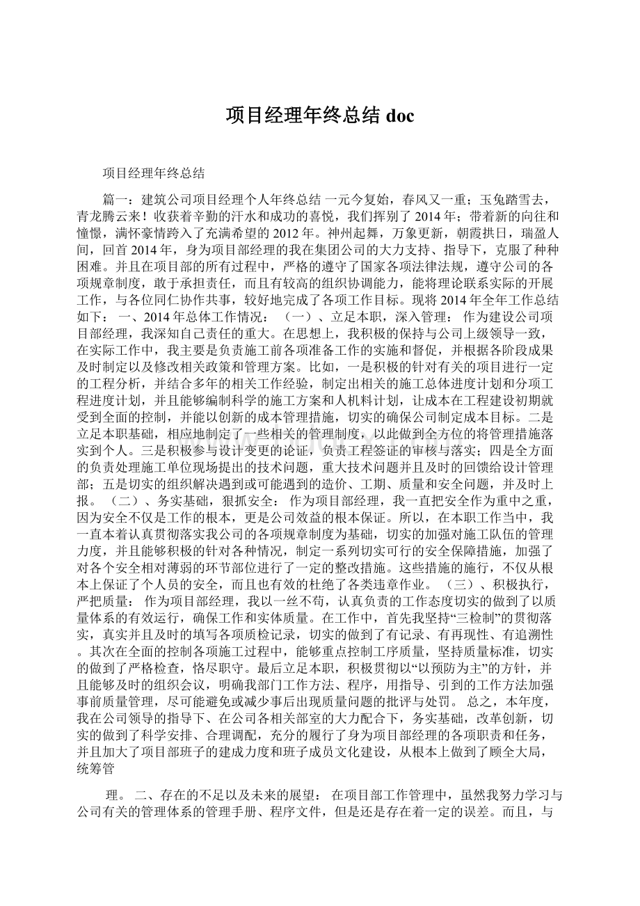 项目经理年终总结doc.docx_第1页