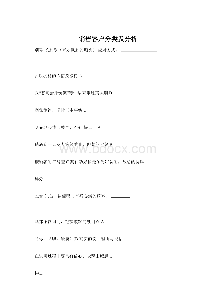 销售客户分类及分析Word格式文档下载.docx