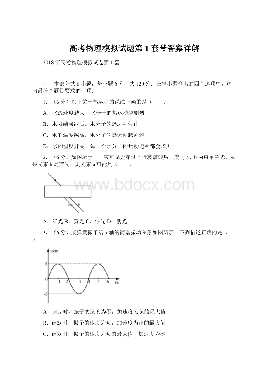 高考物理模拟试题第1套带答案详解.docx