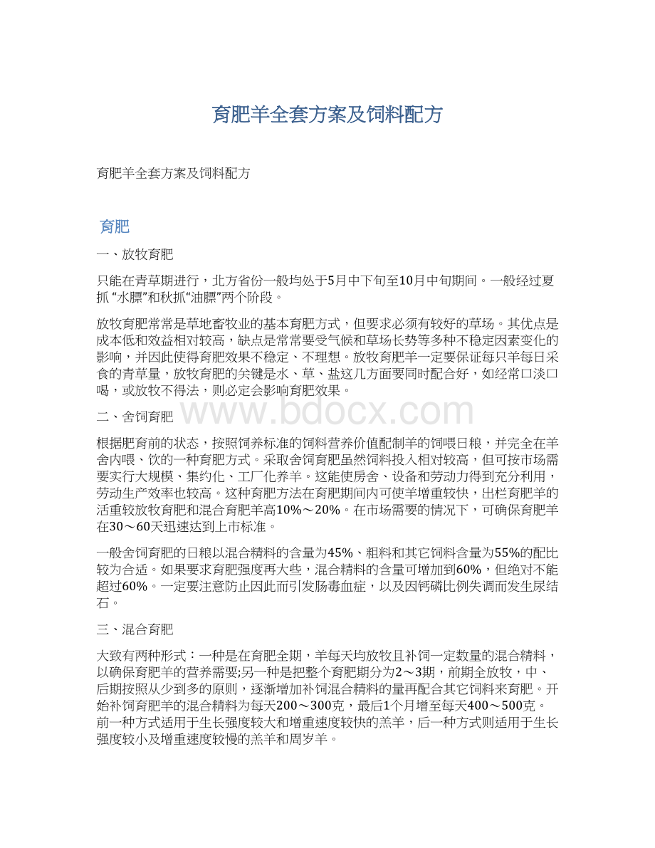 育肥羊全套方案及饲料配方文档格式.docx