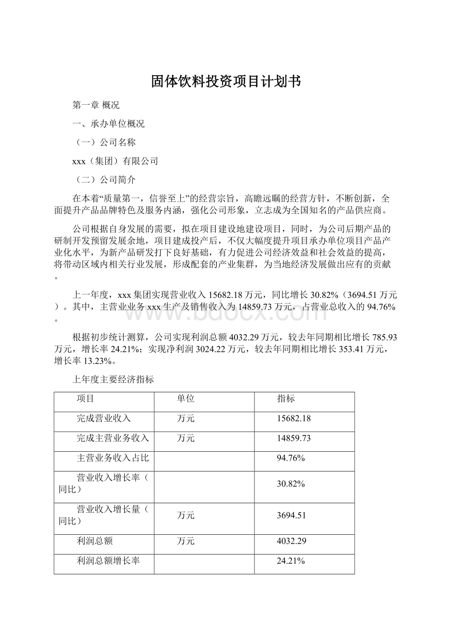 固体饮料投资项目计划书文档格式.docx_第1页