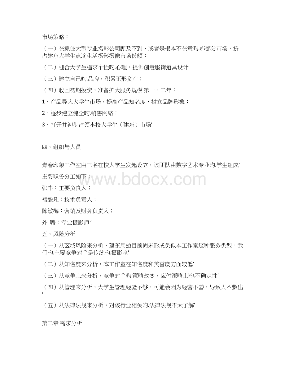 青春印象摄影及动漫影像工作室项目商业计划书Word格式.docx_第2页