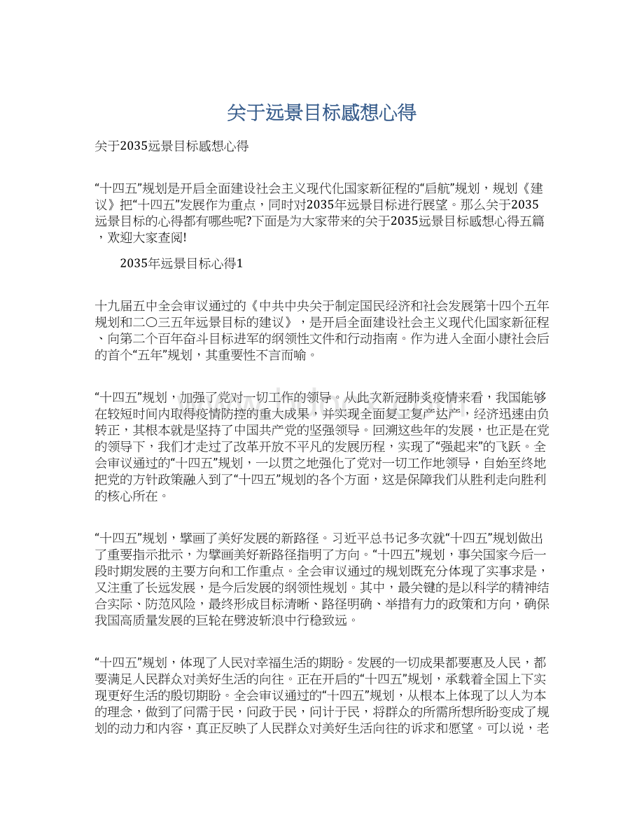 关于远景目标感想心得Word格式.docx_第1页