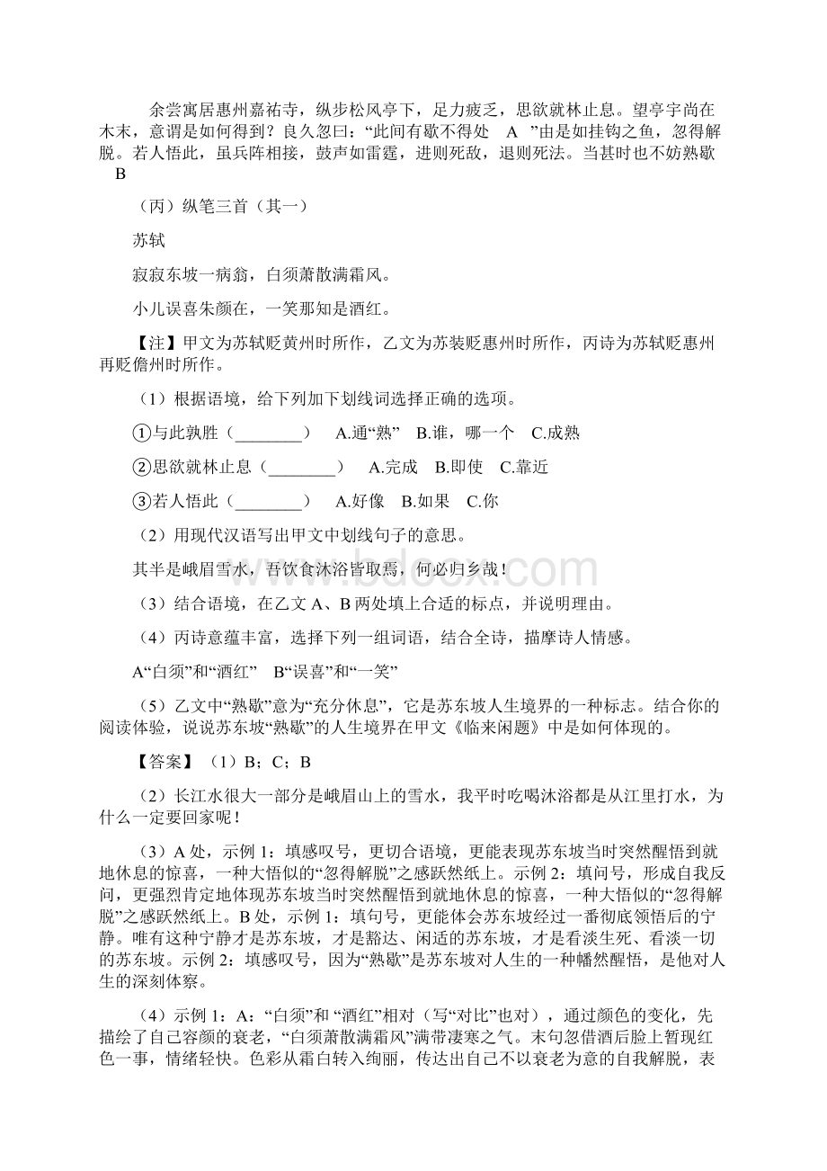 中考语文诗歌鉴赏+现代文阅读专项训练100附答案及解析.docx_第3页