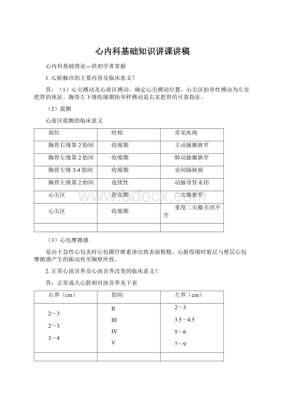 心内科基础知识讲课讲稿.docx_第1页