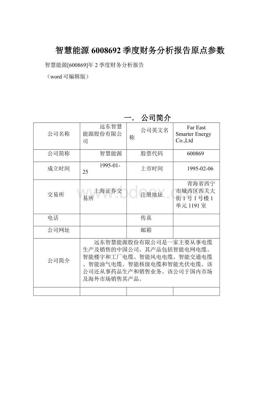 智慧能源6008692季度财务分析报告原点参数.docx