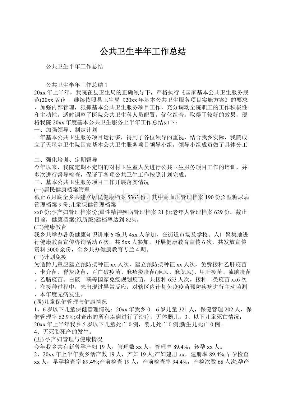 公共卫生半年工作总结.docx_第1页