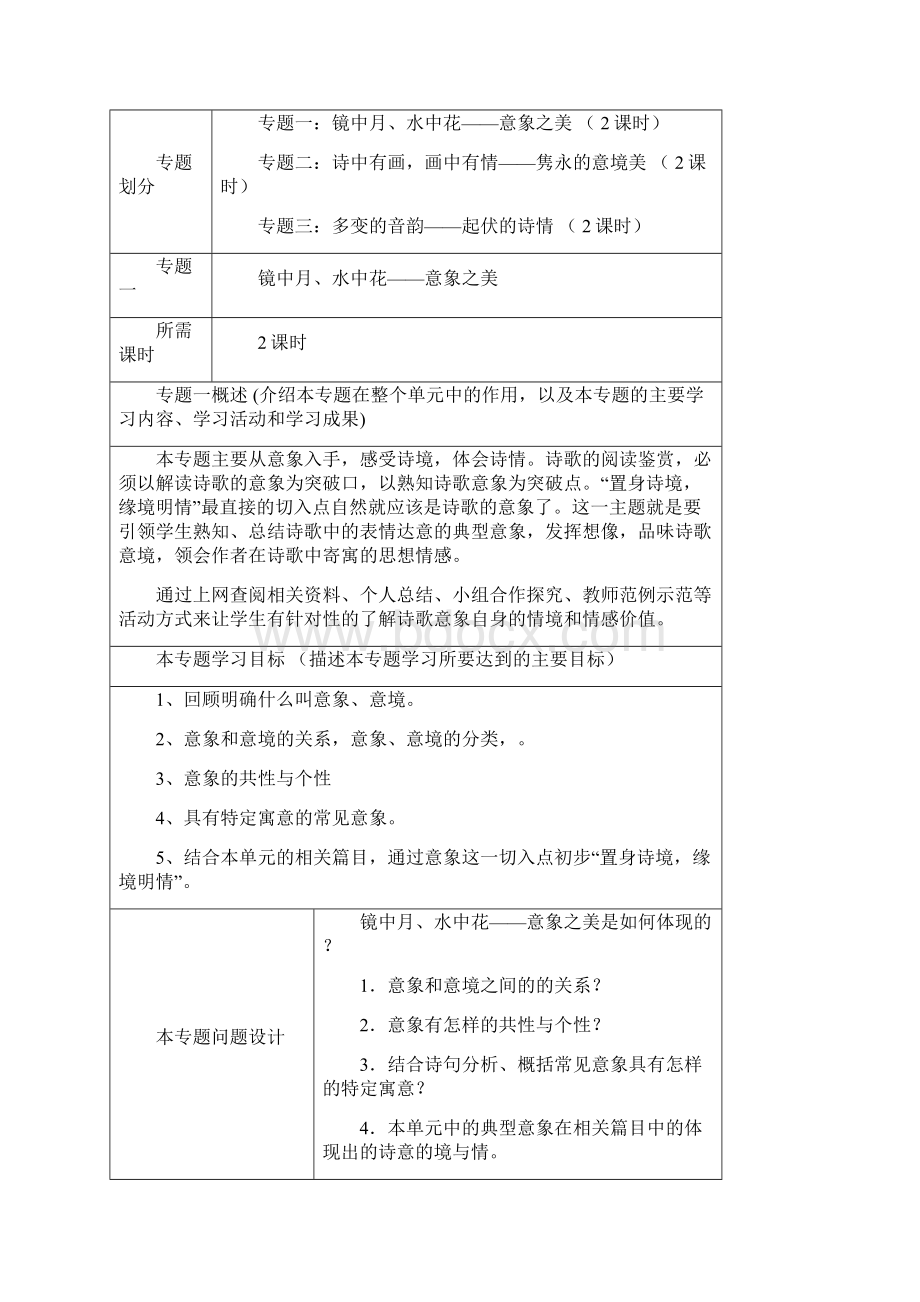 高二语文置身诗境缘境明情主题单元设计 鲁教版Word格式文档下载.docx_第3页