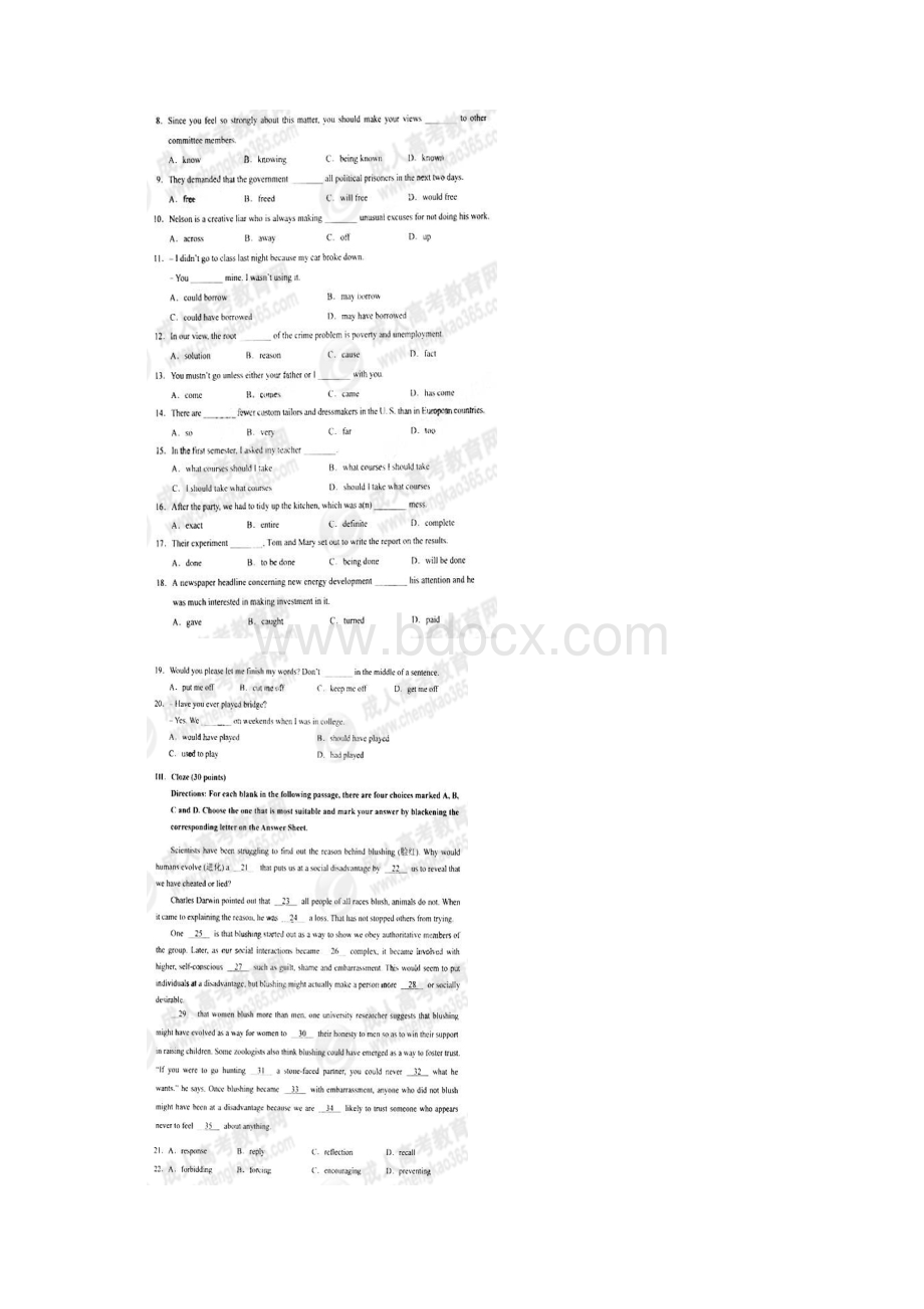 成人高考专升本英语真题及答案Word文档下载推荐.docx_第2页