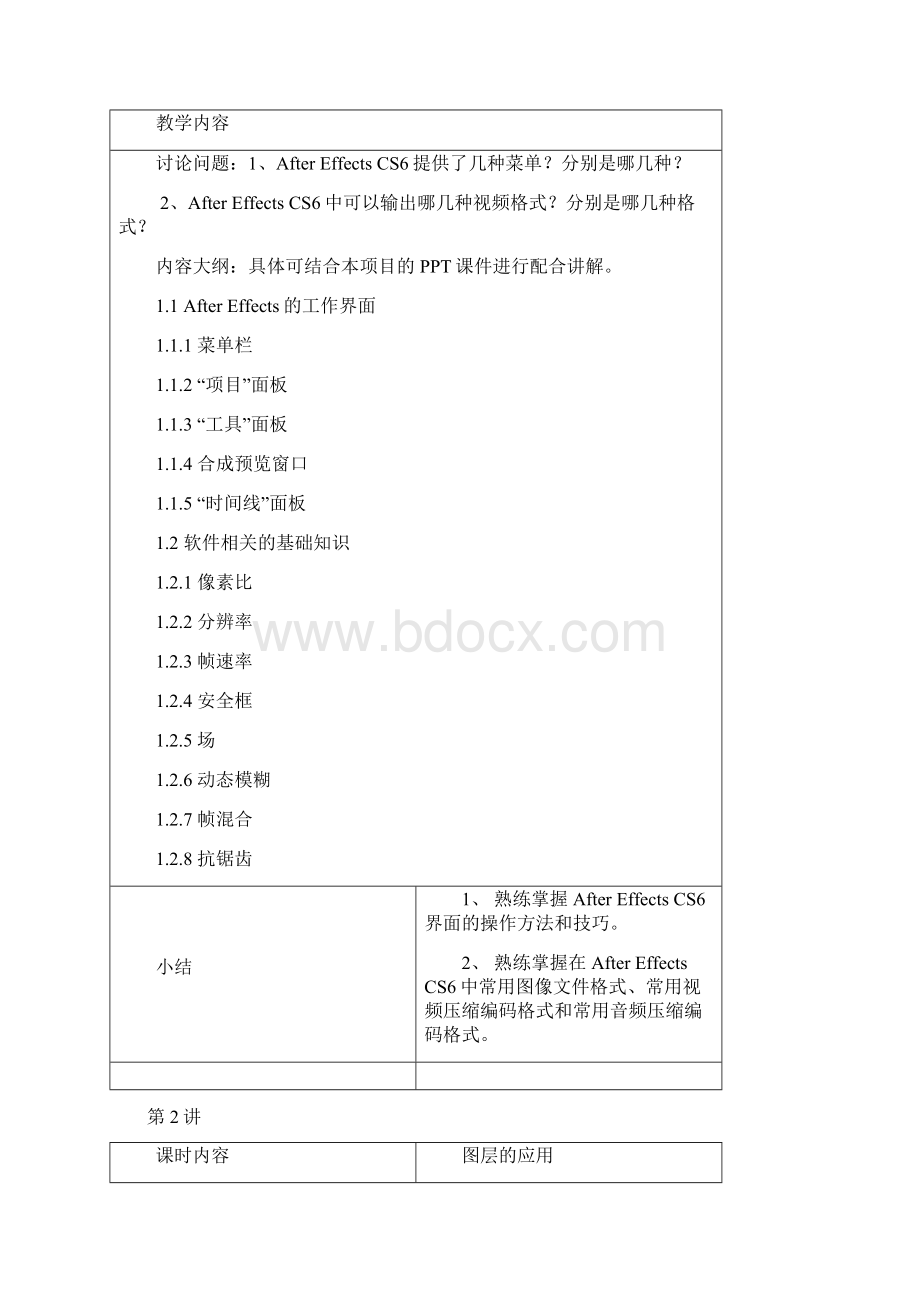 《After Effects CS6影视后期处理应用教程微课版》配套教学教案Word下载.docx_第2页