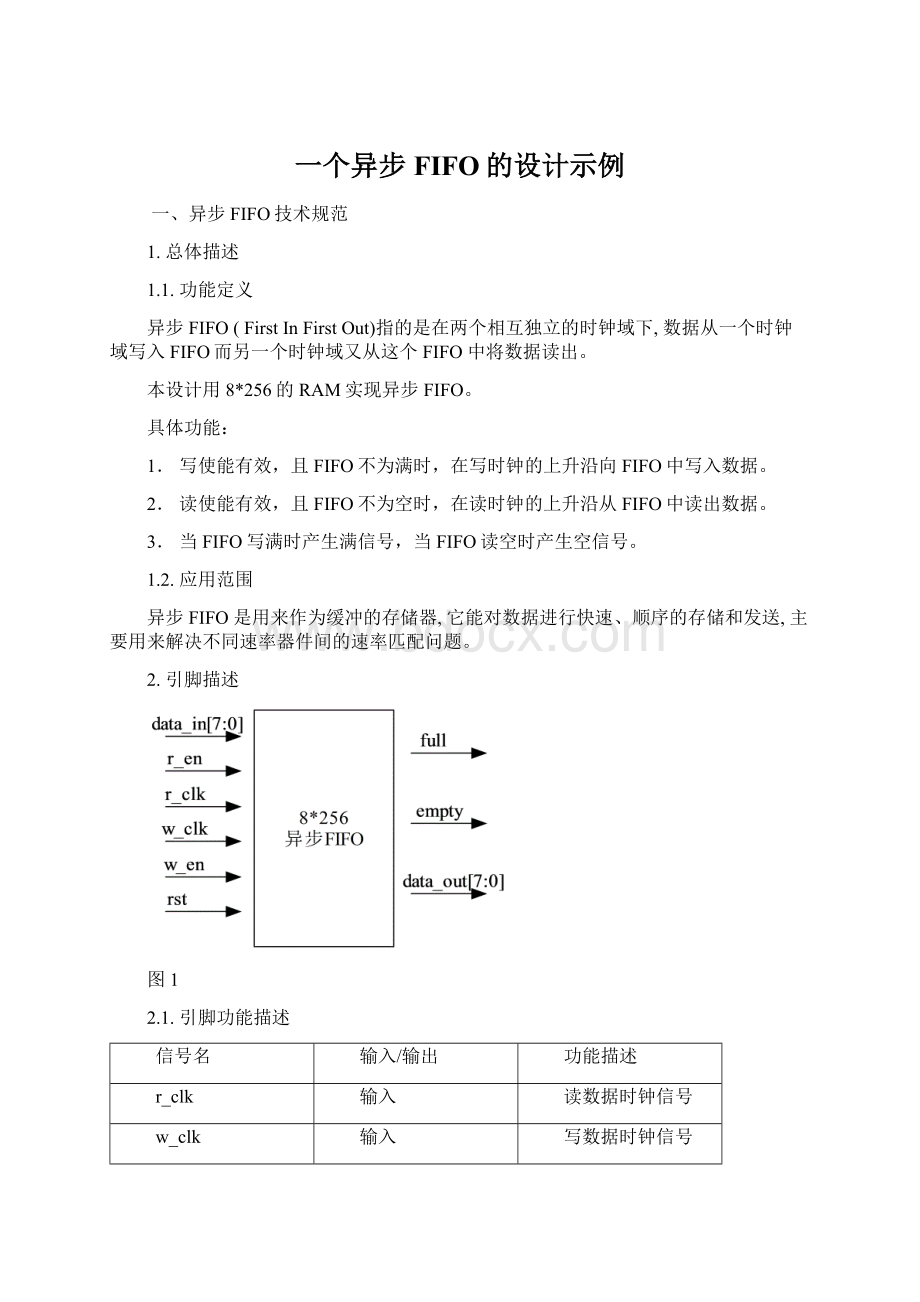 一个异步FIFO的设计示例Word文档格式.docx