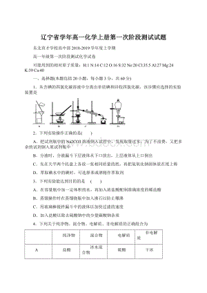 辽宁省学年高一化学上册第一次阶段测试试题.docx