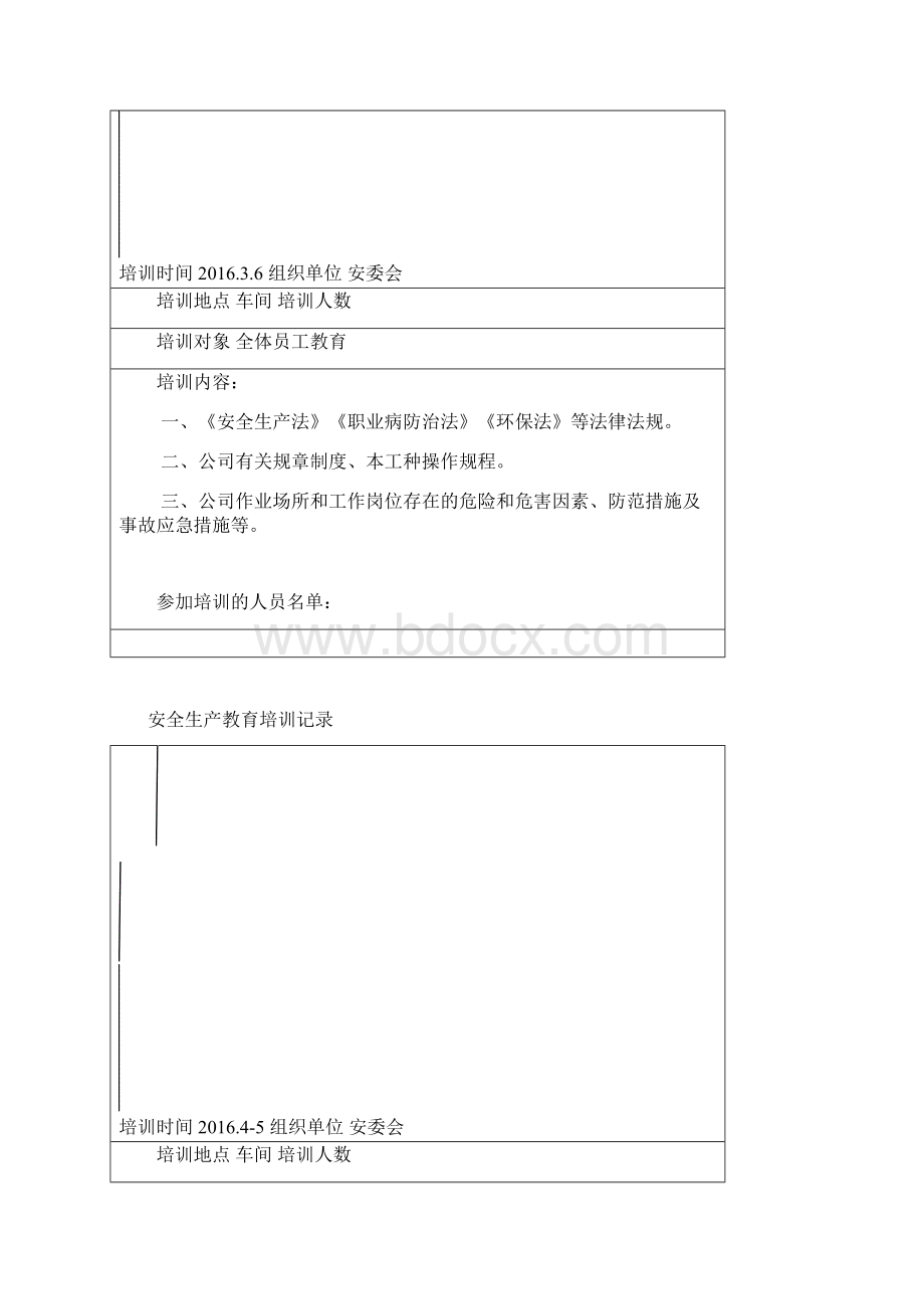 安全生产教育培训记录文档格式.docx_第2页