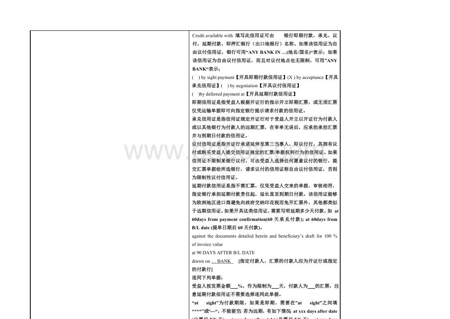 信用证开证申请书范本(注释版).doc_第2页