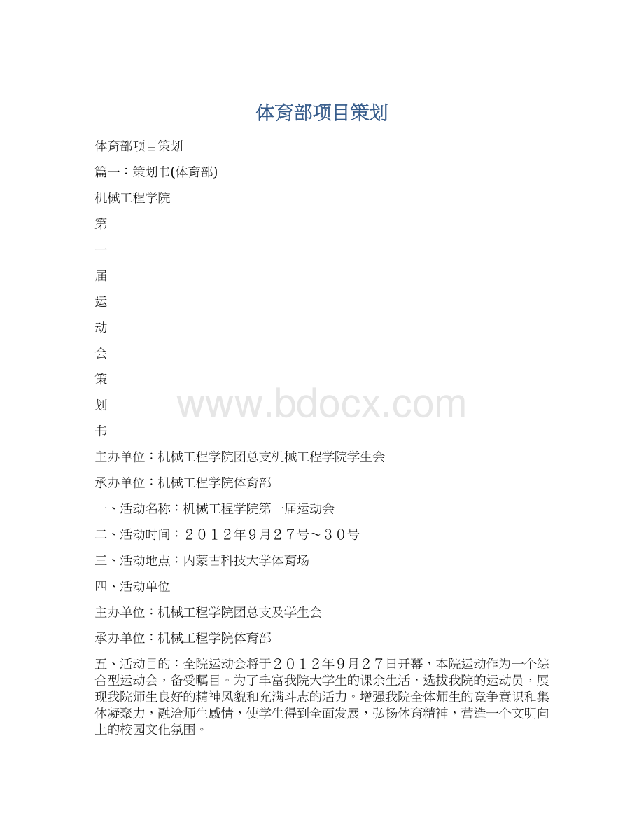 体育部项目策划Word格式.docx