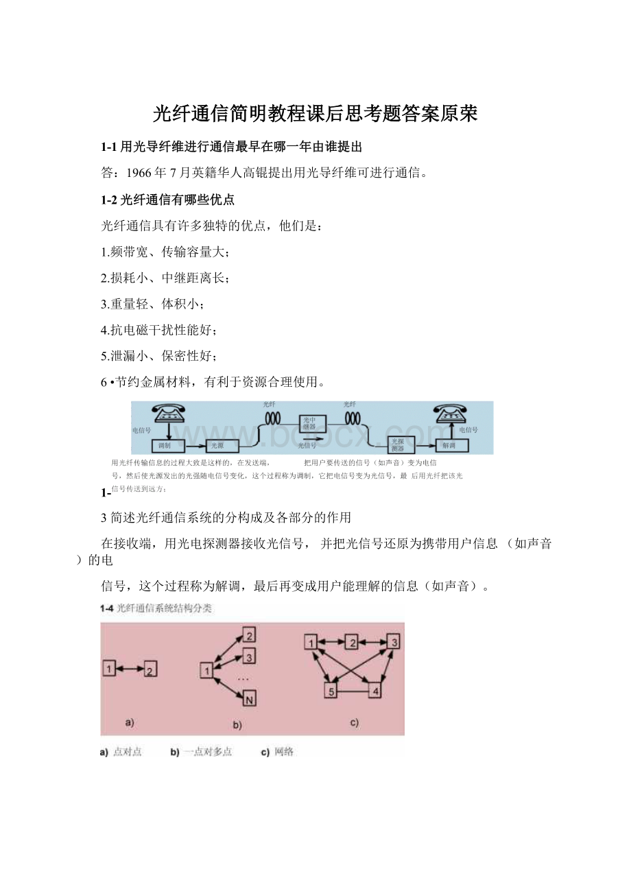 光纤通信简明教程课后思考题答案原荣.docx