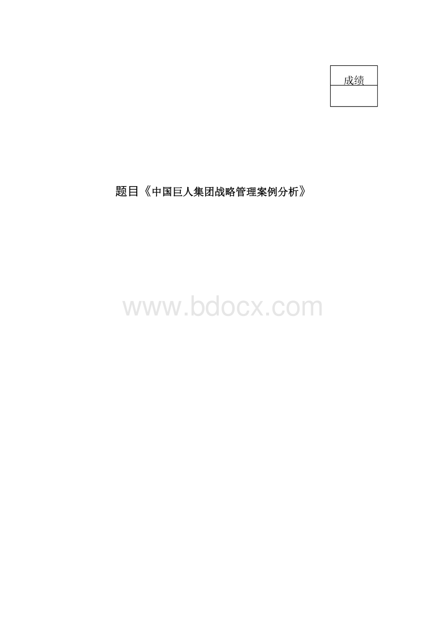 中国巨人集团战略管理案例分析.doc