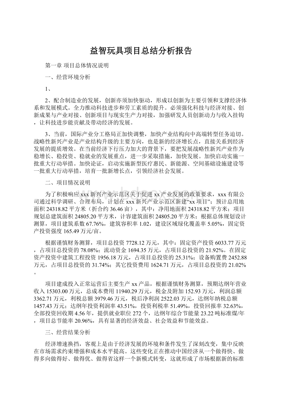 益智玩具项目总结分析报告.docx