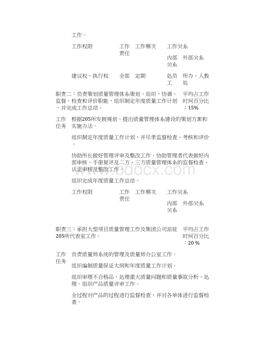 北大纵横中国兵器工业质量技安处处长岗位说明书Word下载.docx_第2页