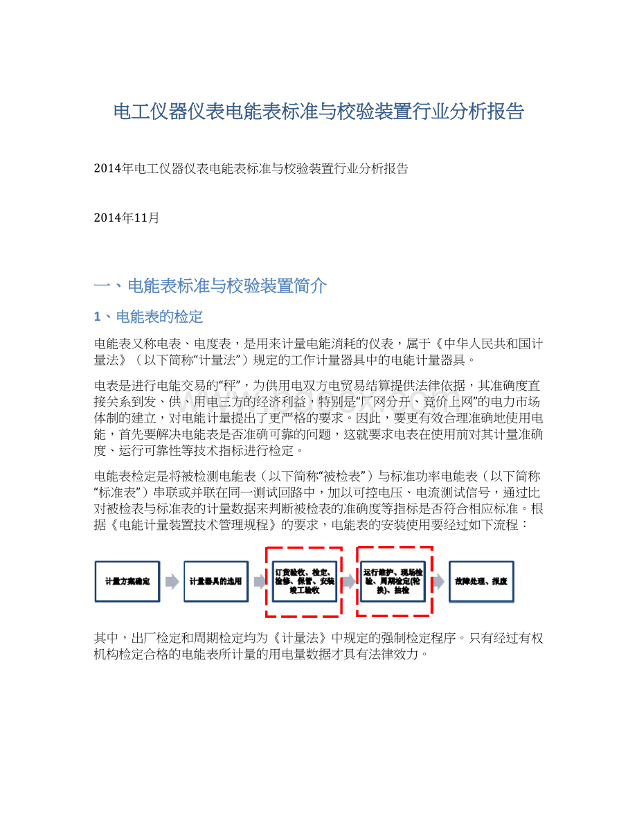 电工仪器仪表电能表标准与校验装置行业分析报告文档格式.docx_第1页