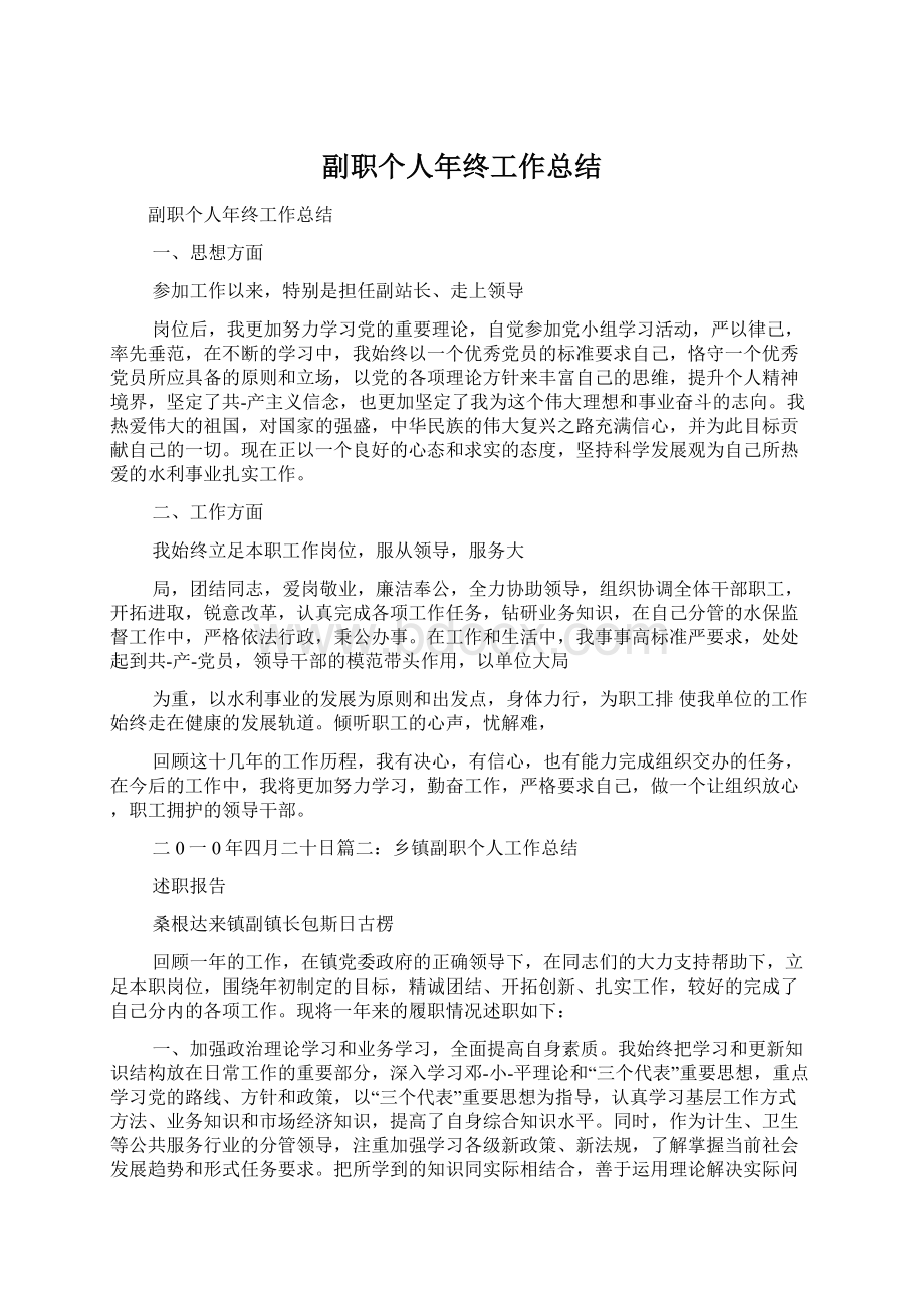 副职个人年终工作总结Word文档格式.docx_第1页