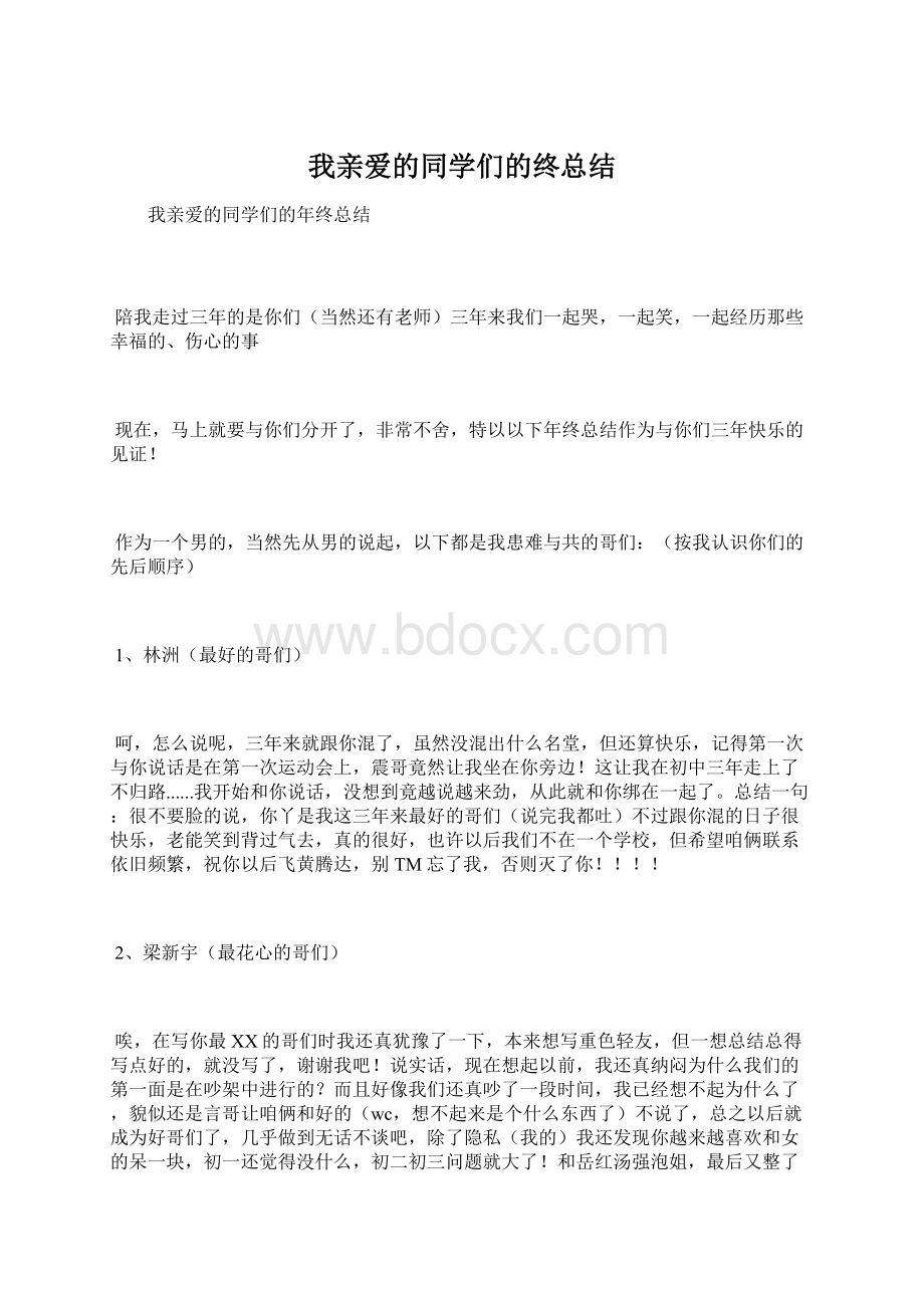 我亲爱的同学们的终总结.docx