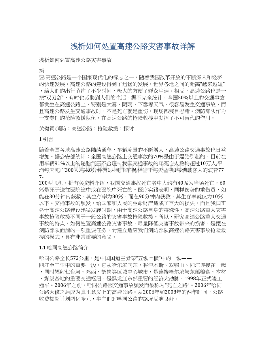 浅析如何处置高速公路灾害事故详解.docx