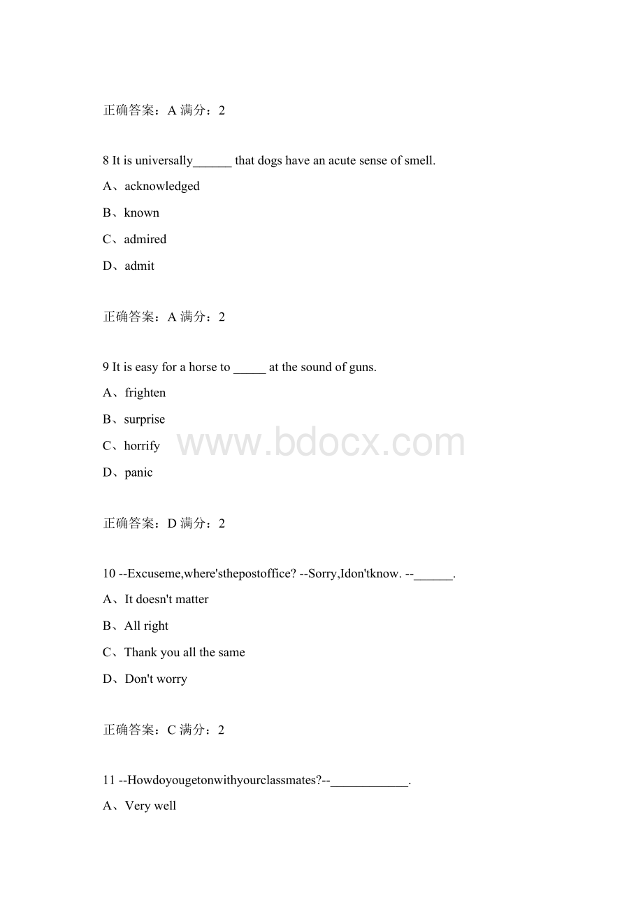 东大18春学期《大学英语一》在线作业3满分答案Word格式文档下载.docx_第3页