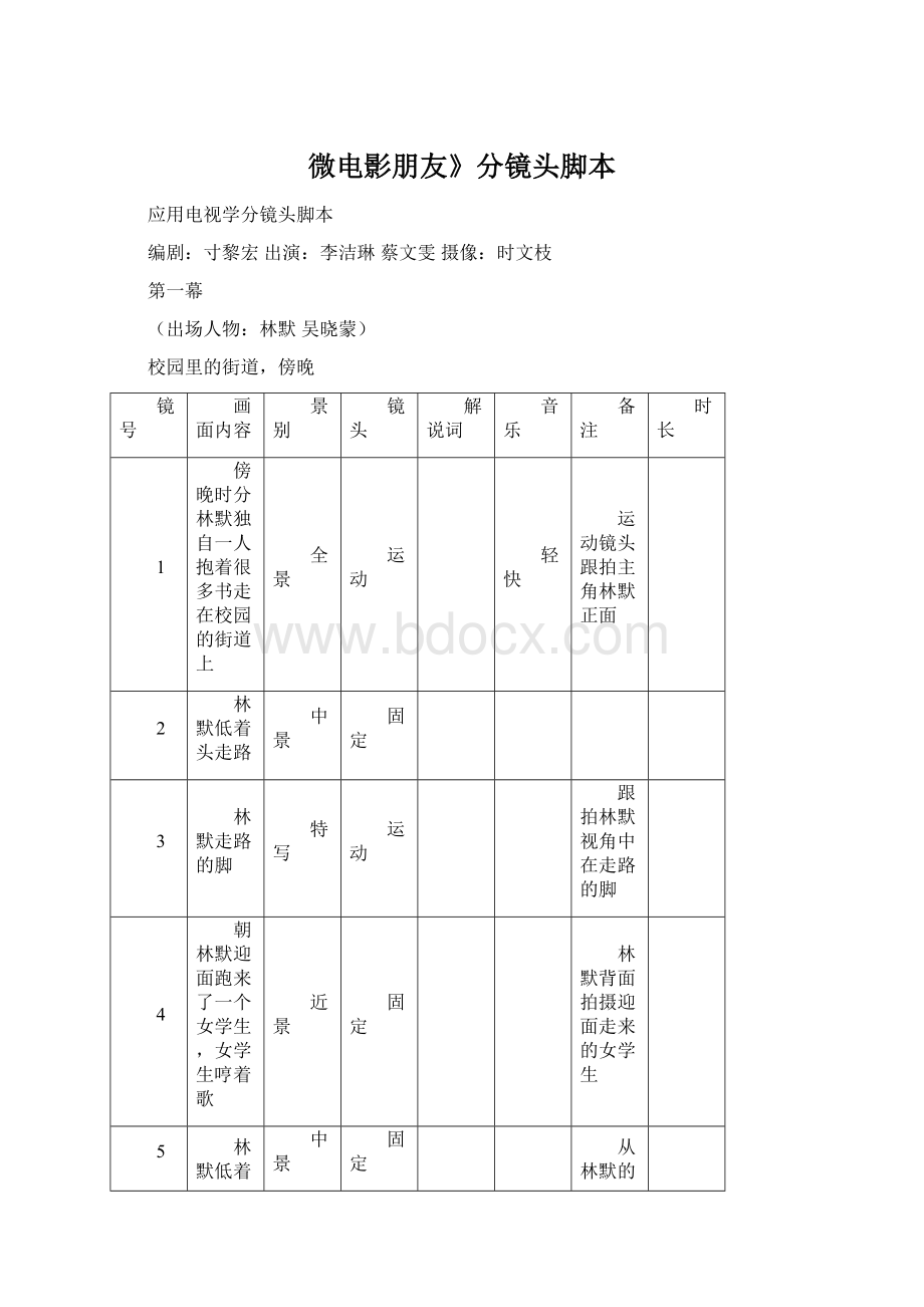 微电影朋友》分镜头脚本文档格式.docx