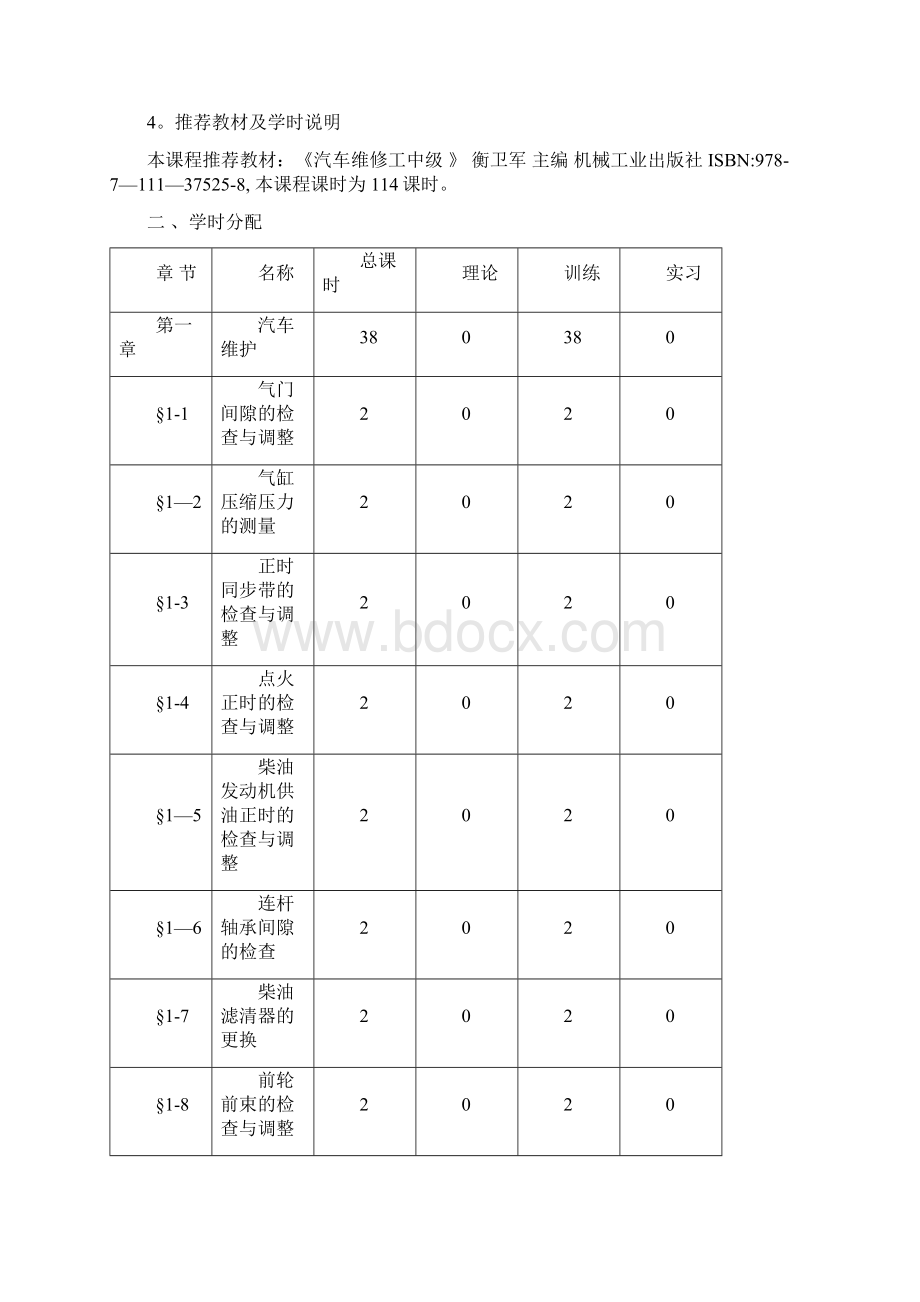 《汽车维修工中级》课程实施性教学大纲Word文件下载.docx_第2页