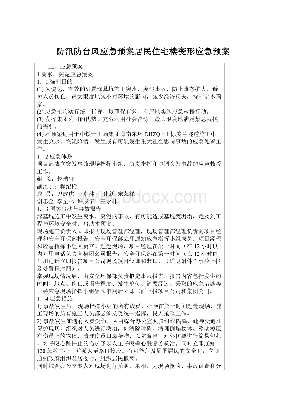 防汛防台风应急预案居民住宅楼变形应急预案.docx_第1页