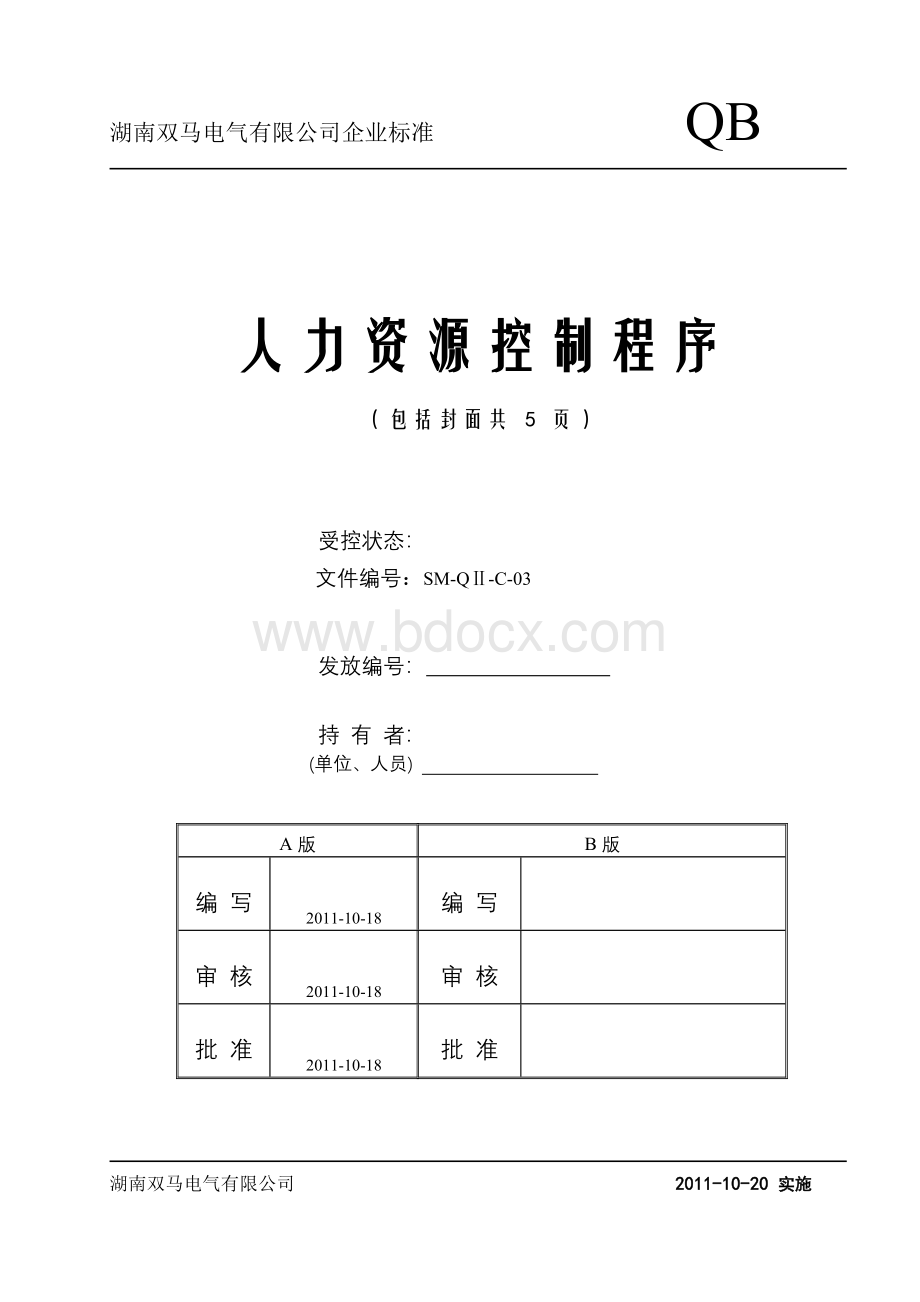 03双马人力资源控制程序.doc