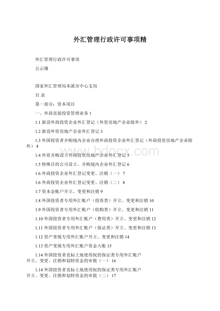 外汇管理行政许可事项精Word格式文档下载.docx_第1页