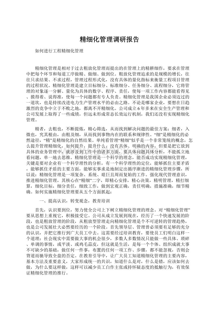 精细化管理调研报告Word文件下载.docx