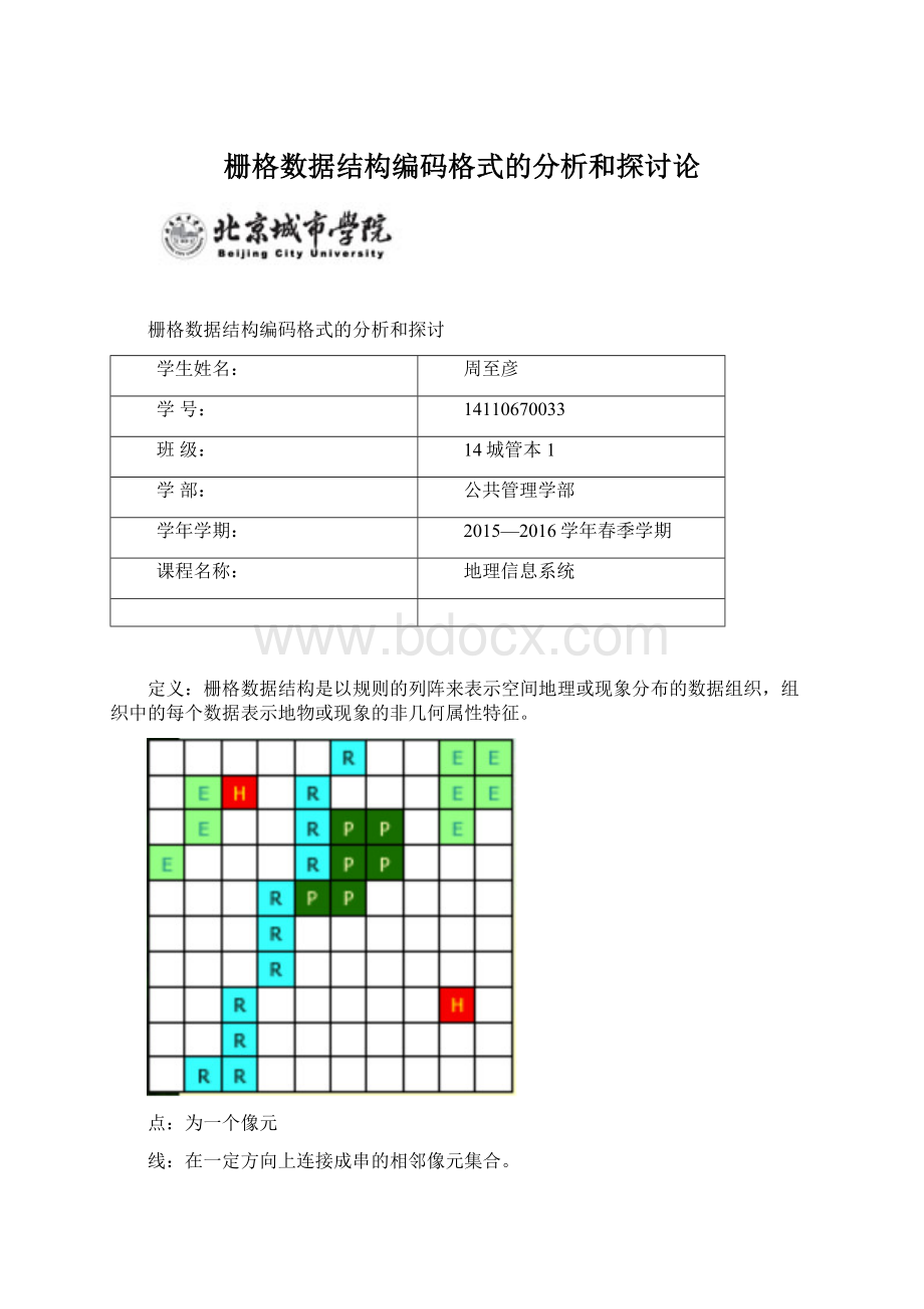 栅格数据结构编码格式的分析和探讨论文档格式.docx_第1页